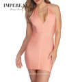 Bodycon Club V Neck And Halter Neckline Bandage Dress